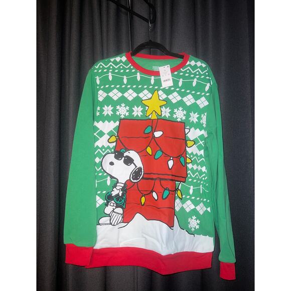 Ugly Christmas Sweater Xmas Sweatshirt Crewneck Size Medium NWT Peanuts - Picture 1 of 3